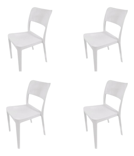 Pack 4 Sillas De Comedor Plásticas Minimal Blanco Dvp