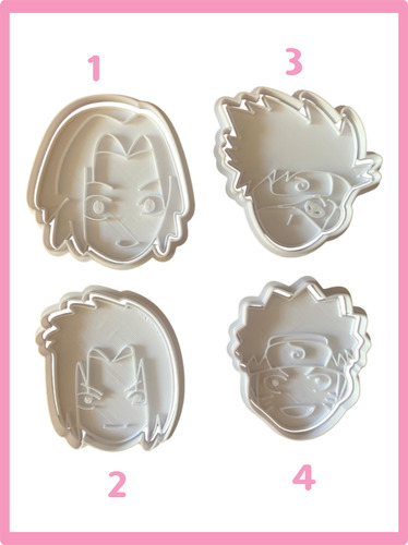 Cortante De Galletitas + Sello Naruto | 8cm X4 U Reposteria Rosa