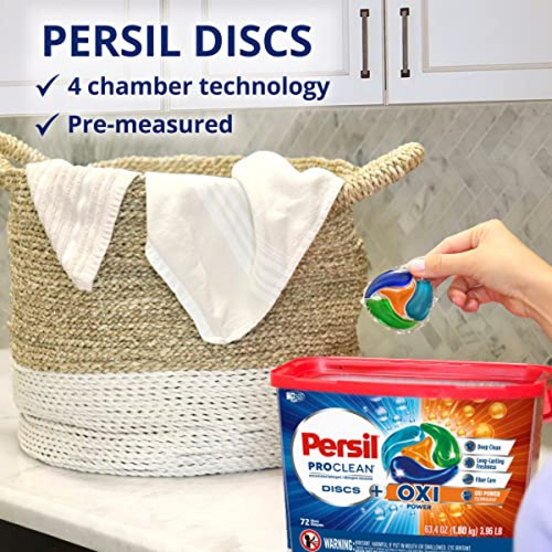 Imagen 6 de 9 de Quitamanchas Persil Discs Detergente Para Ropa, Oxi, 38 Unid