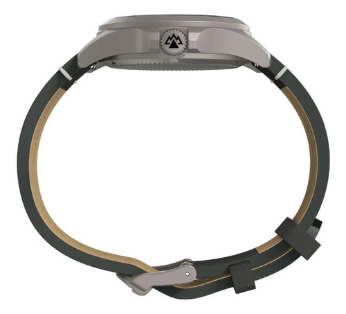 Relógio Timex Expedition Titanium Cristal Safira Tw2w78100 Correia Preto Bisel Prateado Fundo Verde-musgo
