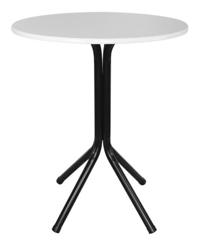 Mesa Bistrô Baixa 80cm Preto Tampo Redondo Branco Casa Bar