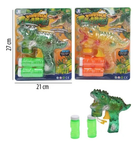 Pistola Burbujas Burbujero Luz Sonido Dinosaurio Niño Y Niña Verde