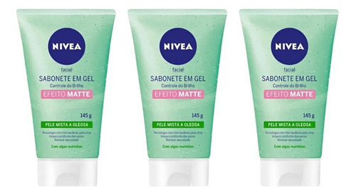 Sabonete Nivea Facial 145g Gel Controle Brilho - Kit Com 3un
