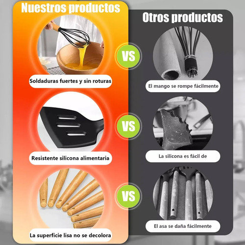 Juego de 12 utensilios de cocina Snowglad Silicona Espátulas Reposteria