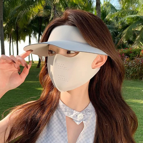Máscara Facial Completa De Seda Helada, Algodón Transpirable