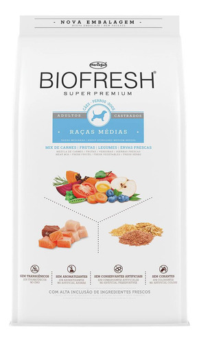 Ração Biofresh Mix de Carnes Cão Castrado Médios 10,1kg