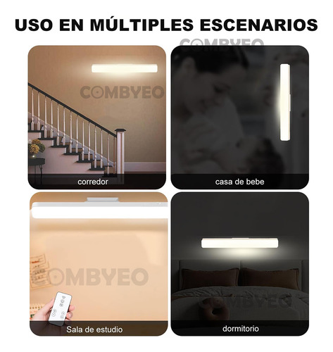 COMBYEO 2 piezas Lampara Pared Interior Magnética Luz Con Táctil Y Remoto,Adsorción Magnética,Luces de 3 Colores y Brillo Ajustable.Para Estudio, Escritorio, Dormitorio, Paredes,Luces Led Recargables