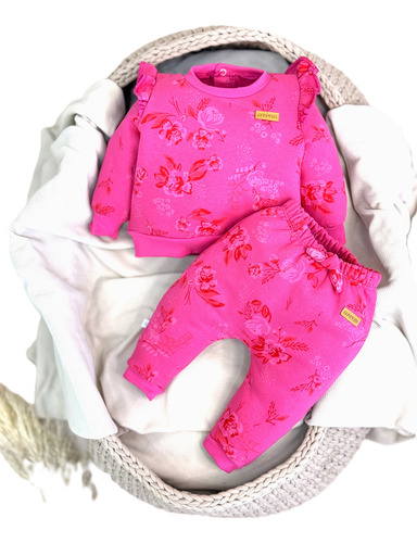 Conjunto Bebé Polo Gonpers - Ternura Y Comodidad Nena Fucsia 9-12 M