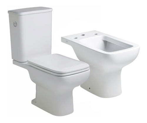 Imagen 1 de 9 de Sanitarios Ferrum Trento Inodoro Largo Deposito Apoyo Doble Descarga Bidet 1 O 3 Agujeros Porcelana Sanitaria Envio