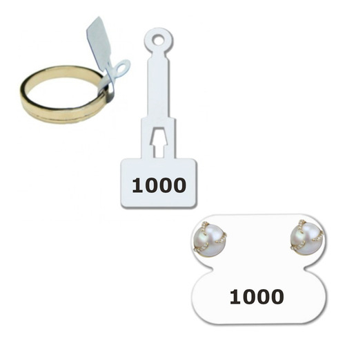 1000 Etiquetas Para Brinco + 1000 Etiquetas Para Anel