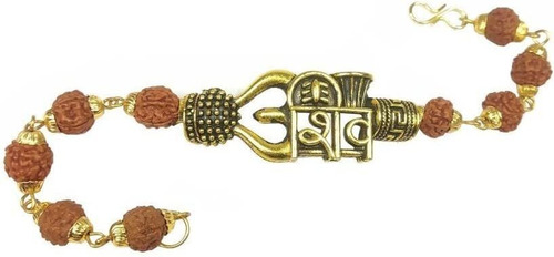 Rudraksha Pulsera Tirshul Rudraksh Pulsera Plata Kada P...