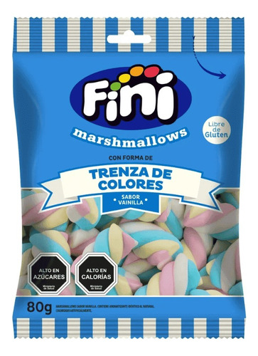 Fini Marshmallows Trenza De Colores Sin Gluten 80 G