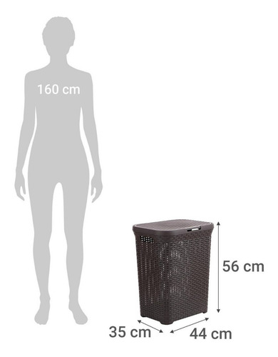 Imagen 8 de 8 de Cesto Canasto Para Ropa Rattan 60 Litros Con Tapa