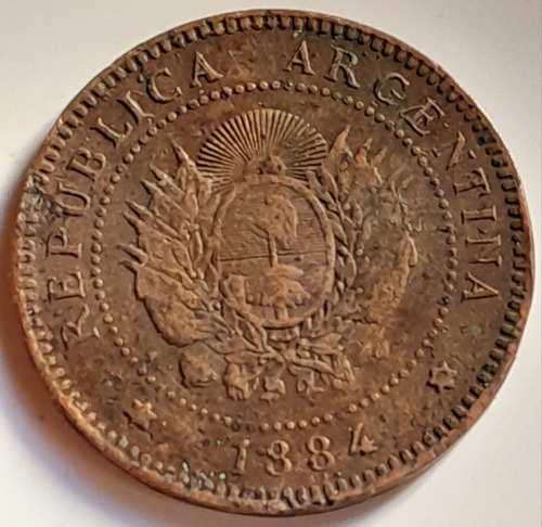 Moneda 1 Centavo Patacon 1884 Moneda Cobre