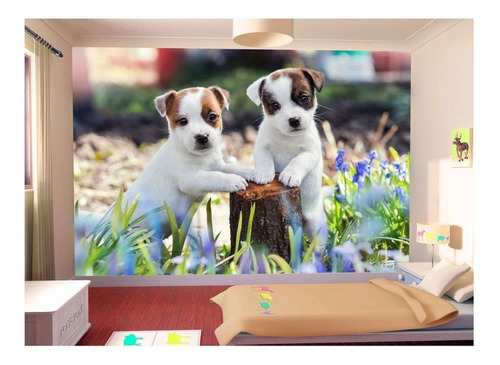 Papel De Parede Animais Filhotes Cachorro 3d 4m² Anm245