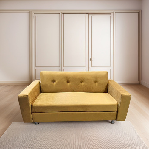Sofa Hvm Alonso 2c Mostaza Felpa