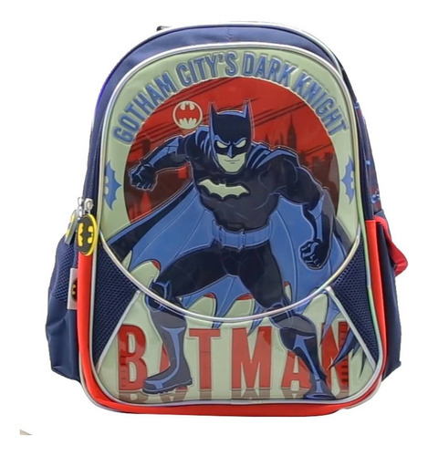 Mochila Escolar Dc Liga De La Justicia Batman Color Azul Diseño de la tela Liso