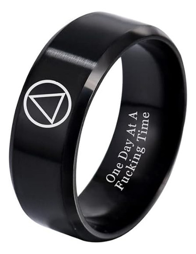 One Day At A Time Sobriety Gifts   Anillo De Acero Inoxidabl