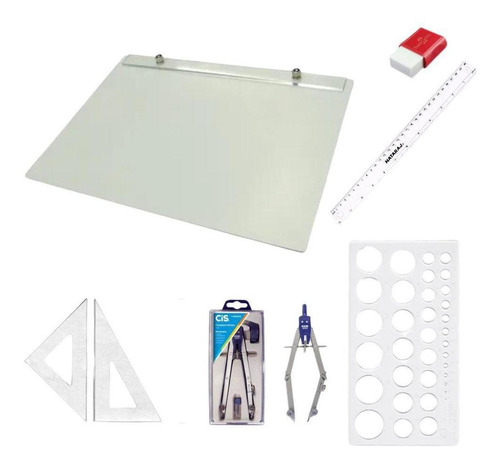 Kit Desenho Técnico Acrílico Transparente - 6 Peças