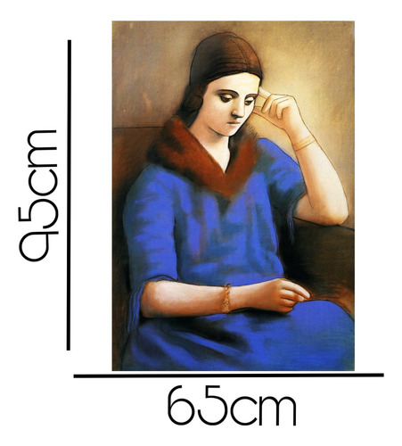 Cuadro Decorativo Obra Pablo Picasso En Canvas Ultra Violeta Olga Pensativa 95x65cm