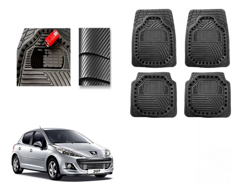 Tapetes Carbono 3d Grueso Peugeot 207 2008 A 2012 2013 2014