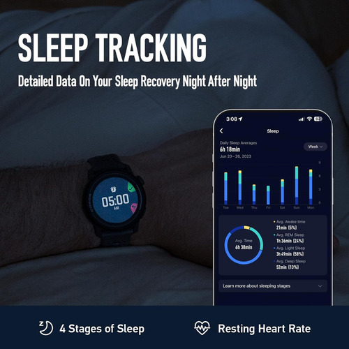 Reloj Deportivo Gps Coros Pace 3, 17 Días De Batería, Negro