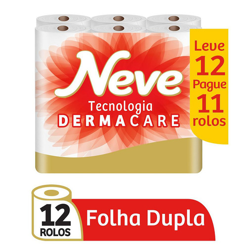 Imagem 4 de 5 de Papel higiênico Neve Toque da Seda folha dupla 30 m de 12 un