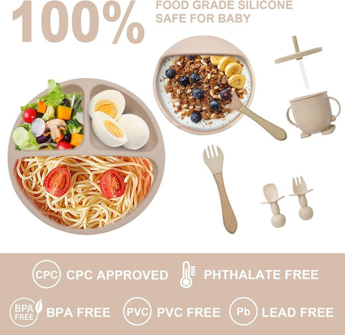 Juego De Vajilla De Alimentación Para Bebé, Bandeja De Silic