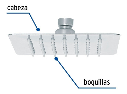 Regadera Cuadrada 6 , Sin Brazo, Cromo, Foset 47737 Acabado Cromado Color Cromo