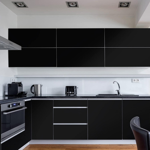 Practicalws 15.7inch×984.2inch Black Wallpaper Solid Colo...