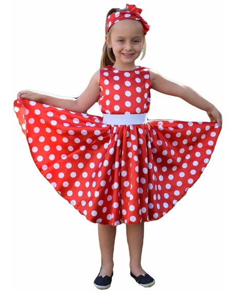 vestido anos 60 infantil vermelho