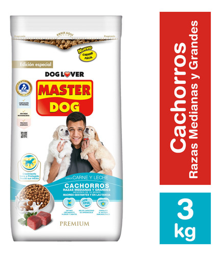 Alimento Perro Cachorro Master Dog Carne Y Leche 3 Kg