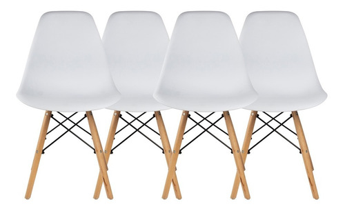 Kit 4 Cadeiras Charles Eames Eiffel Base Madeira Begônia
