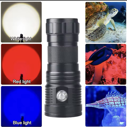 Lanterna Mergulho Subaquático 80w 100m 10led 3 Cores Ipx8