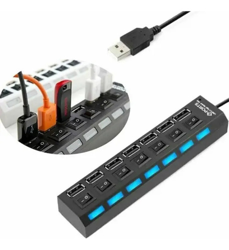 Extensão Hub Régua 7 Portas Usb 2.0 7 Portas Pc Hd Externo P