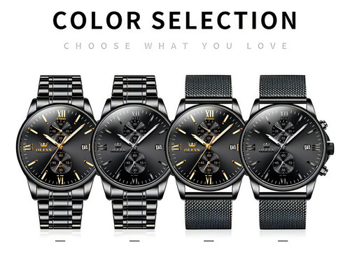 Reloj Olevs De Acero Inoxidable Para Hombre Con Calendario Y Color Del Fondo Stainless Gold