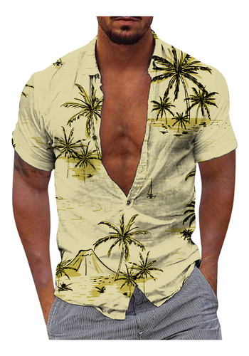 Camisetas En U Para Hombre, A La Moda, Casual, Con Botones,