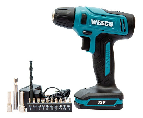 Imagem 4 de 5 de Parafusadeira Furadeira A Bateria 12v Ws2555k Wesco + 16pçs