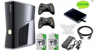 Xbox 360 Slim5.0+ Disco 250gb 150j+ 2 Controles+ Obsequios