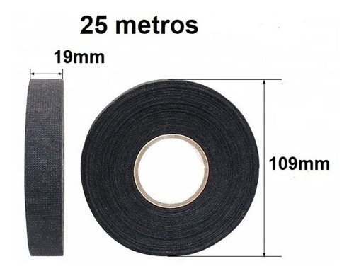 Imagen 2 de 6 de 5 Cinta De Tela Cableado Automotriz 19mm X 25mt / Musicarro
