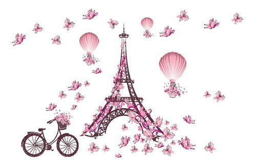 Romantic Eiffel Tower - Calcomanías Para Globo, Color Rosa