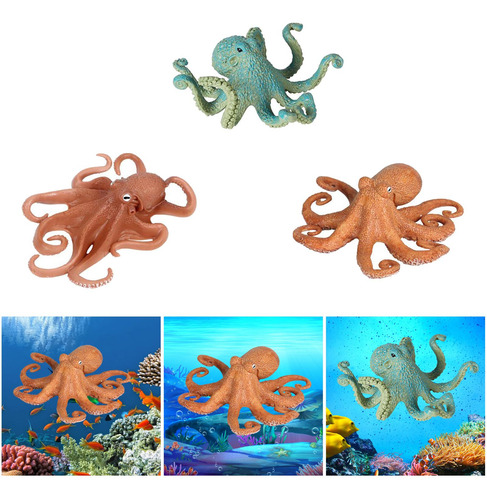 3 Uds Figuras De Pulpo De Animales Marinos Animales Marinos