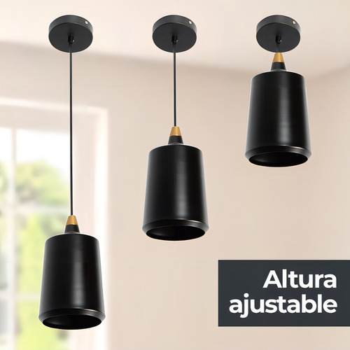 Lámpara Colgante Negro Mate Bronce E27 40w 1 Luz