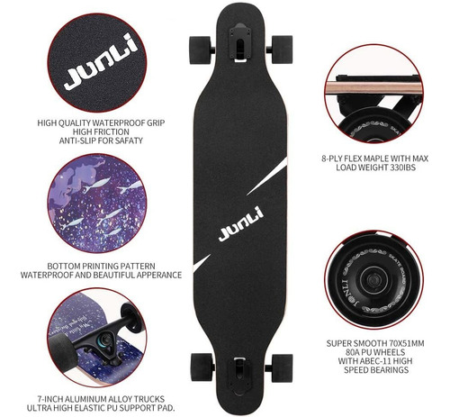 Junli - Patineta Freeride De 41 Pulgadas, Para Skateboarding