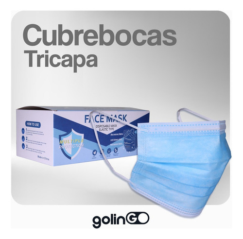 Cubrebocas 200 Piezas Tricapa Mascarilla Proteccion Comodo Color Azul