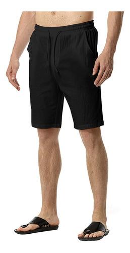 Short Pantalón De Algodón Y Lino Para Hombre, Playa, Yoga