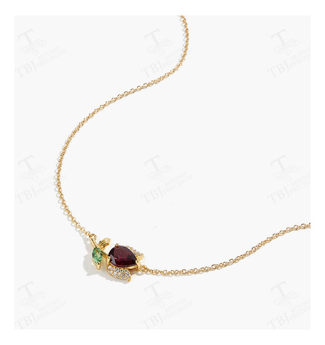 Zb Collar Y Aretes De Tulipan De Granate Natural. Plata 925