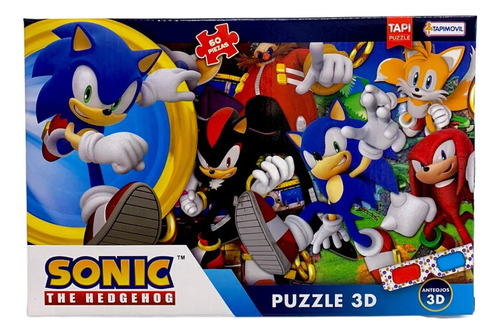 Puzzle 3d Sonic Rompecabezas 60 Pzas + Anteojos Hedgehog Ed