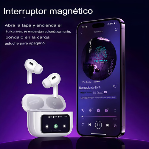 Audífonos Bluetooth Premium Pantalla Táctil Comp Ios/android