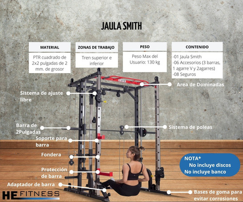 Jaula Smith, Ejercicio Multifuncional+ Banco 5 En 1
